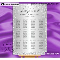 Silver diamonds seating chart,Silver sparkly seating chart,(015w)